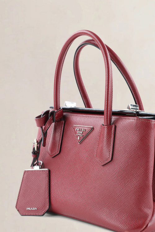 Prada Framboise Saffiano Leather Top Handle Bag