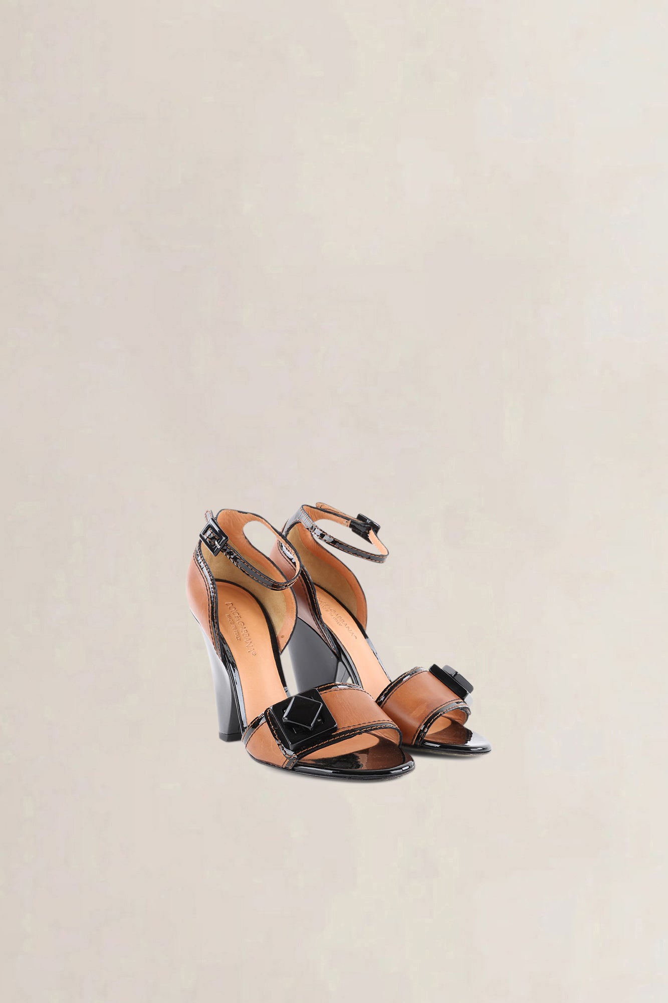 Dolce & Gabbana Brown & Black Ankle Strap Heels