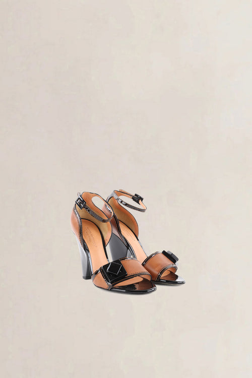 Dolce & Gabbana Brown & Black Ankle Strap Heels