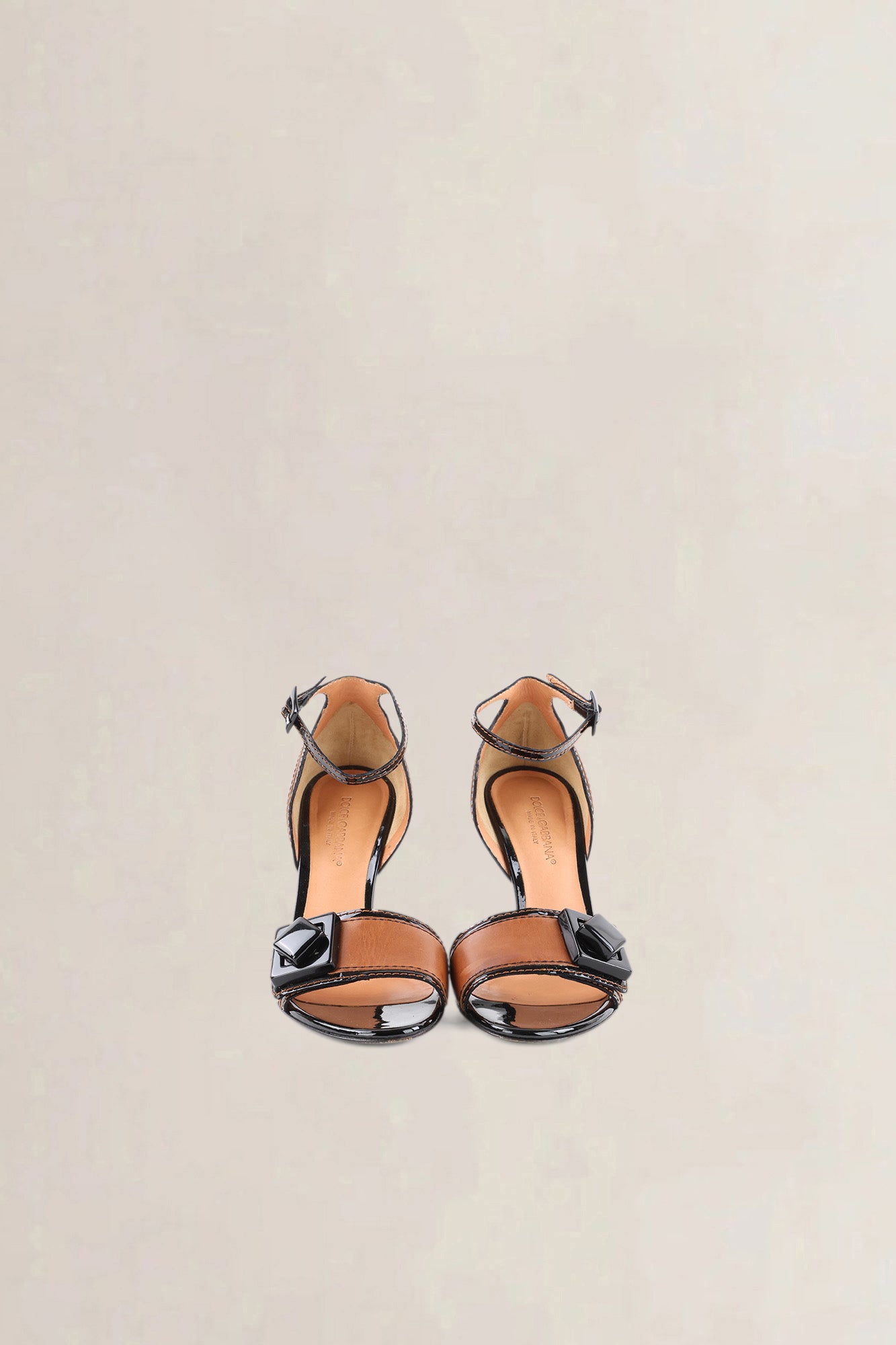Dolce & Gabbana Brown & Black Ankle Strap Heels