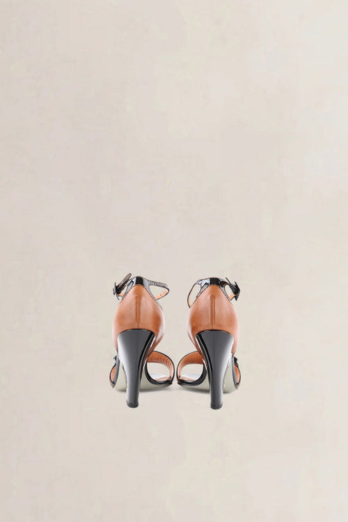 Dolce & Gabbana Brown & Black Ankle Strap Heels