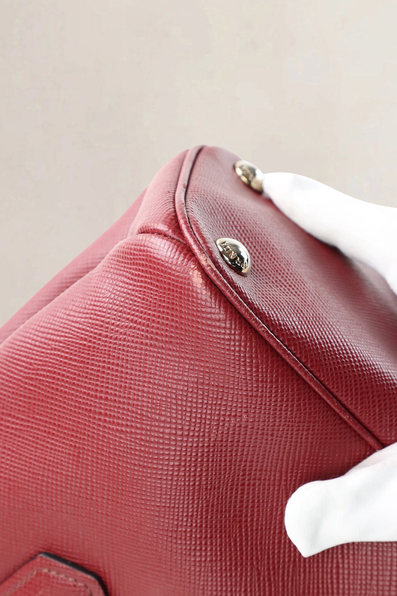 Prada Framboise Saffiano Leather Top Handle Bag