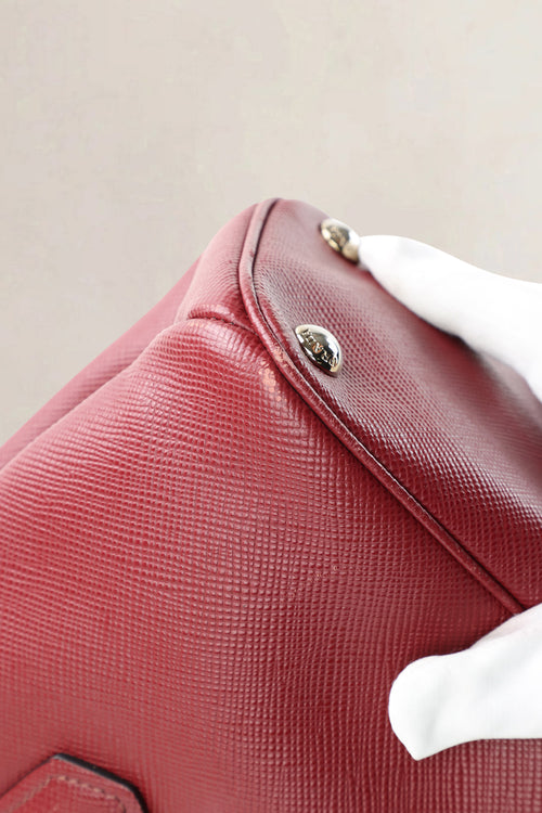 Prada Framboise Saffiano Leather Top Handle Bag