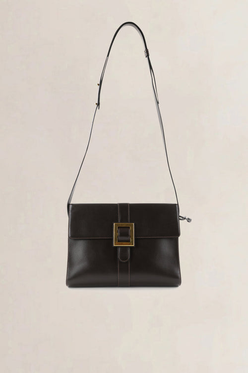 Delvaux Dark Brown Jumping Calf Leather Vintage Crossbody Bag