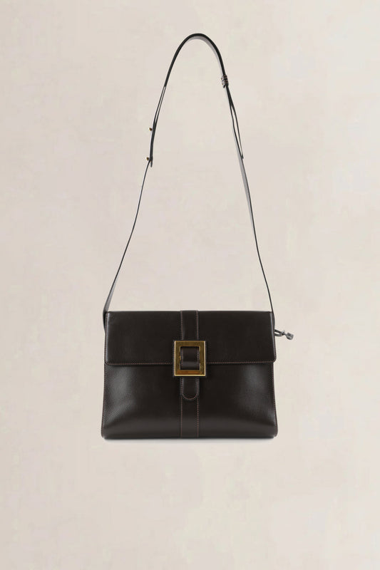 Delvaux Dark Brown Jumping Calf Leather Vintage Crossbody Bag
