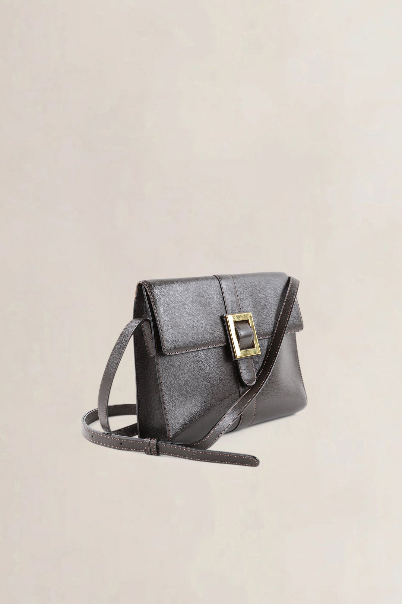 Delvaux Dark Brown Jumping Calf Leather Vintage Crossbody Bag
