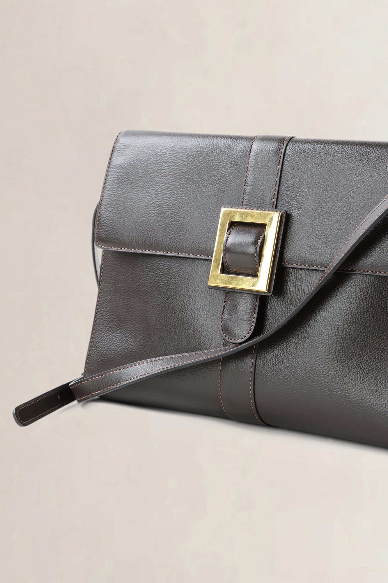 Delvaux Dark Brown Jumping Calf Leather Vintage Crossbody Bag