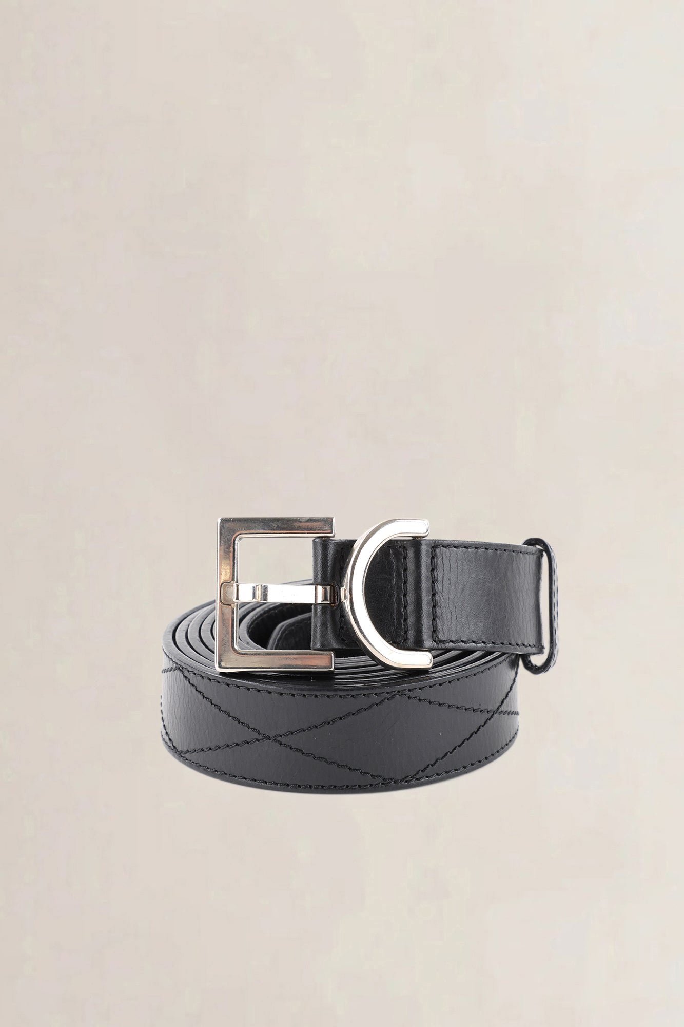 Givenchy Black Leather Quilted Belt