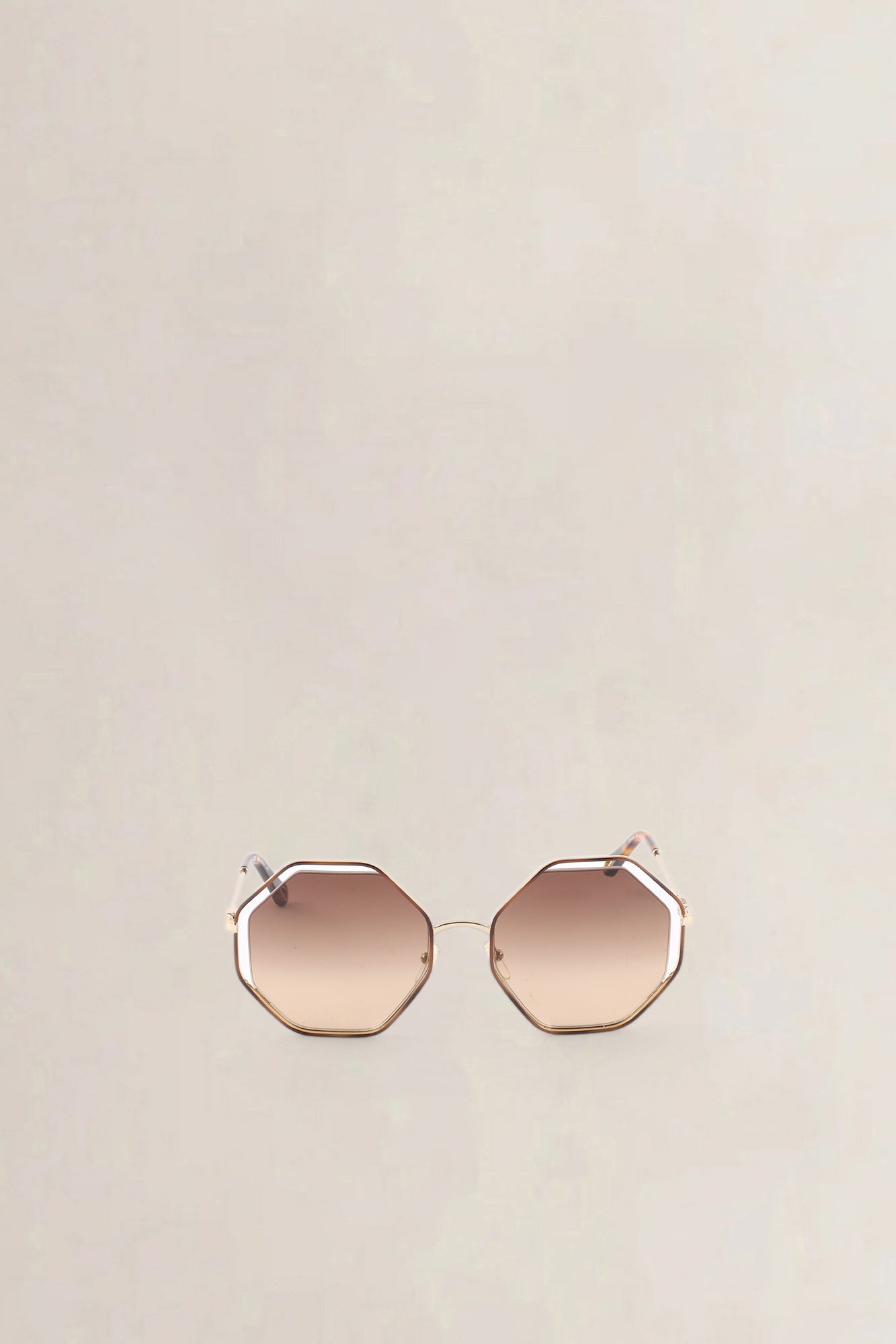 Chloé Poppy Havana & Gold Hexagonal Sunglasses