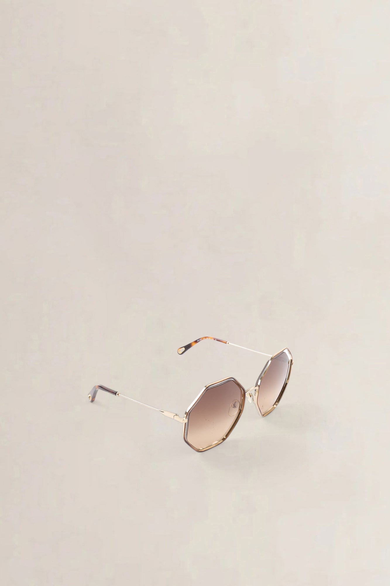 Chloé Poppy Havana & Gold Hexagonal Sunglasses