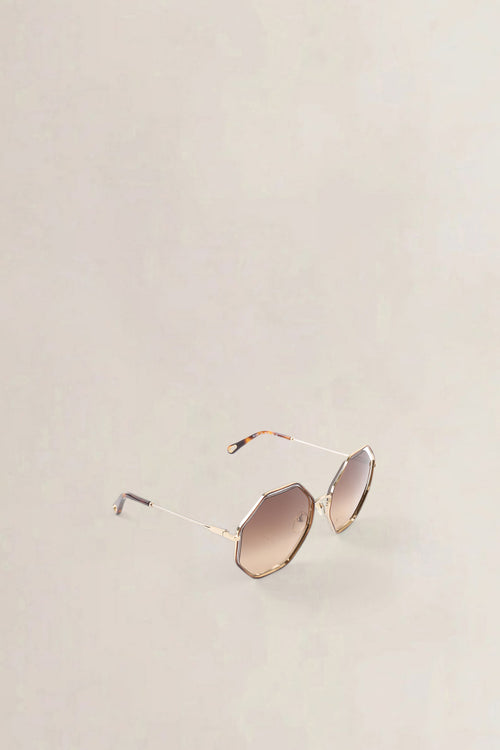 Chloé Poppy Havana & Gold Hexagonal Sunglasses