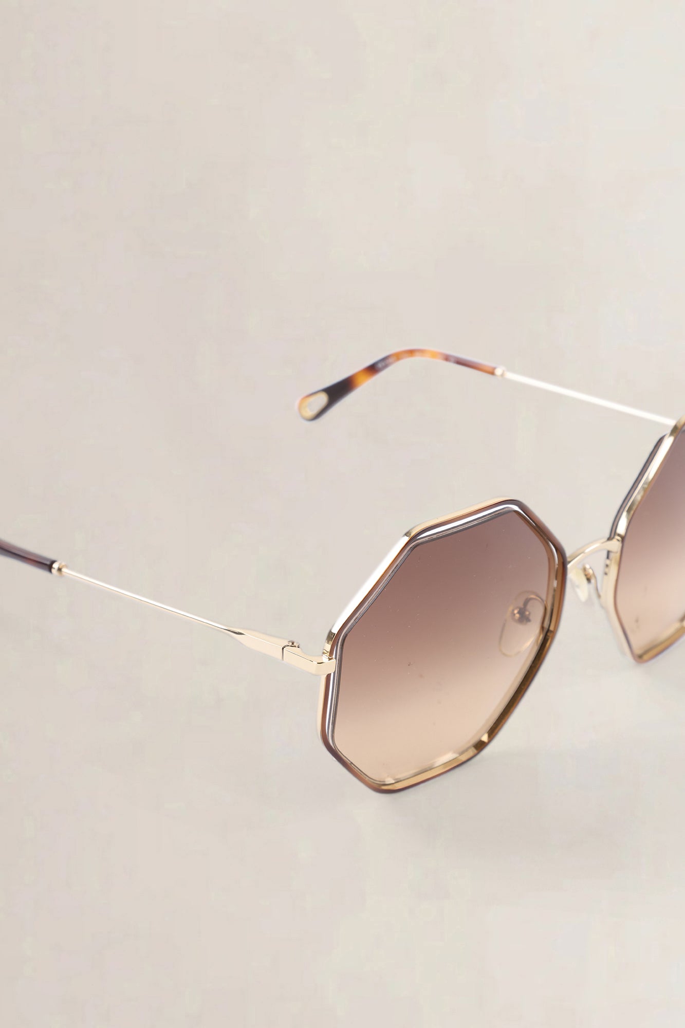 Chloé Poppy Havana & Gold Hexagonal Sunglasses