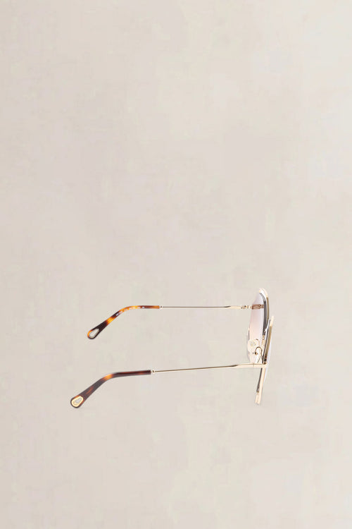 Chloé Poppy Havana & Gold Hexagonal Sunglasses