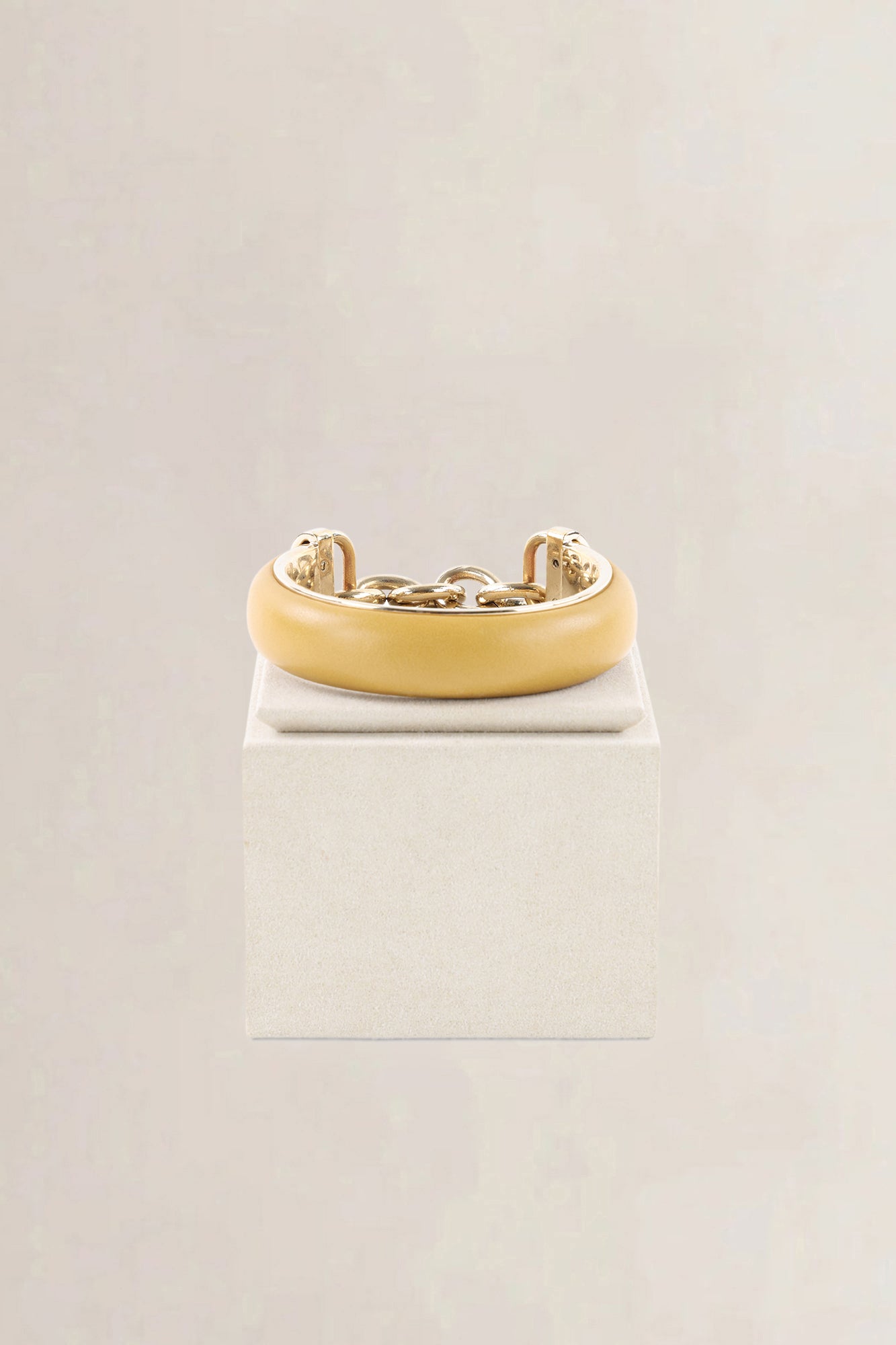 Chloé Gold-Tone & Brown Leather Chain Bracelet
