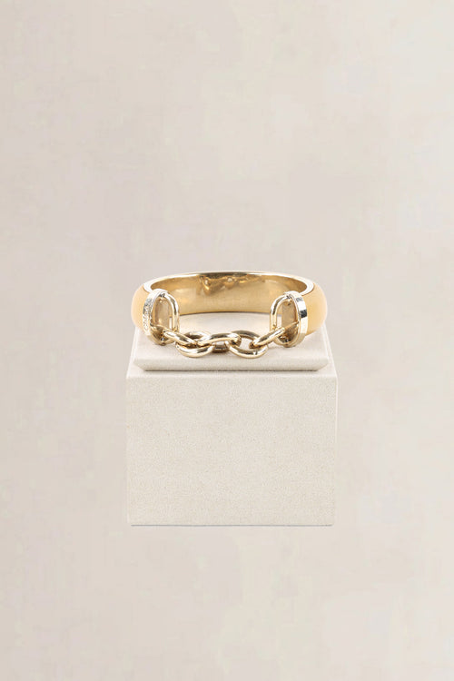 Chloé Gold-Tone & Brown Leather Chain Bracelet