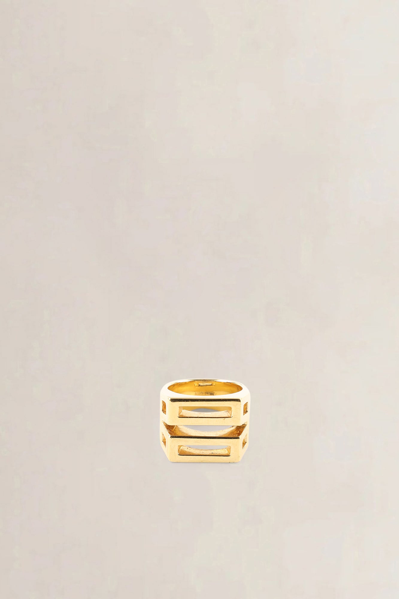 Chloé Gold Brass Geometric Square Ring — preloved