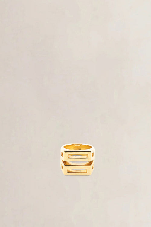 Chloé Gold Brass Geometric Square Ring