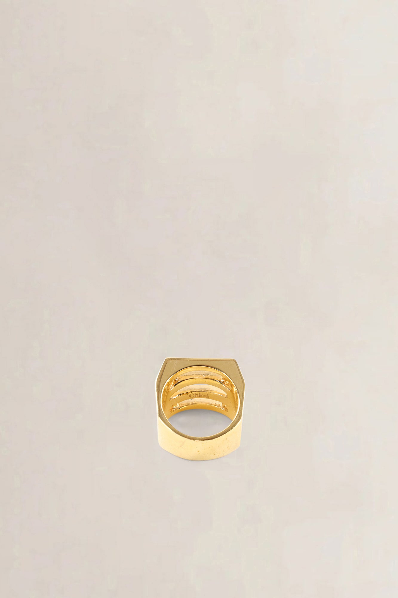 Chloé Gold Brass Geometric Square Ring — preloved