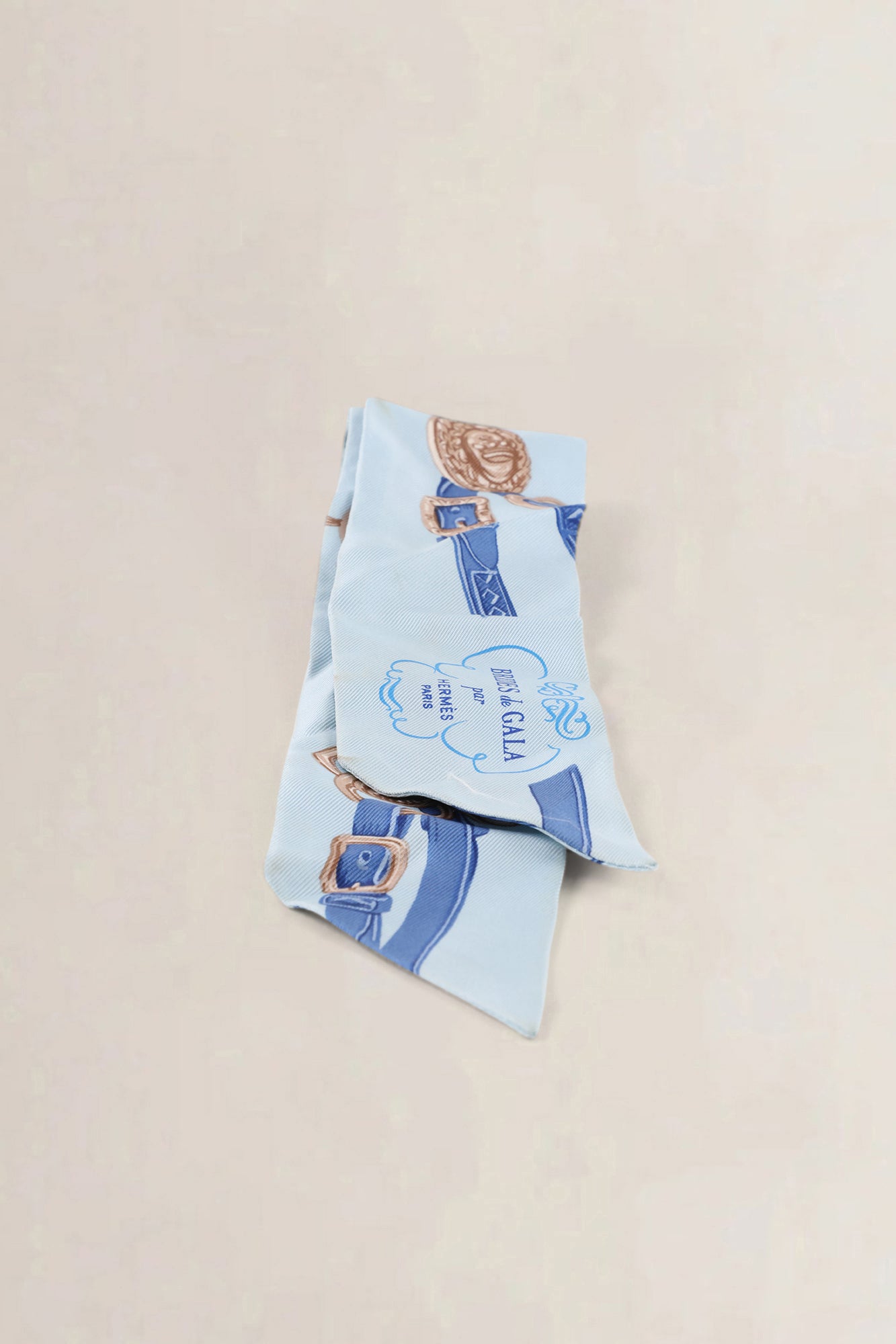 Hermès Blue & Beige Silk Brides de Gala Twilly