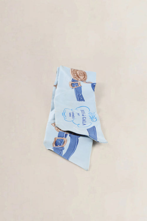 Hermès Blue & Beige Silk Brides de Gala Twilly