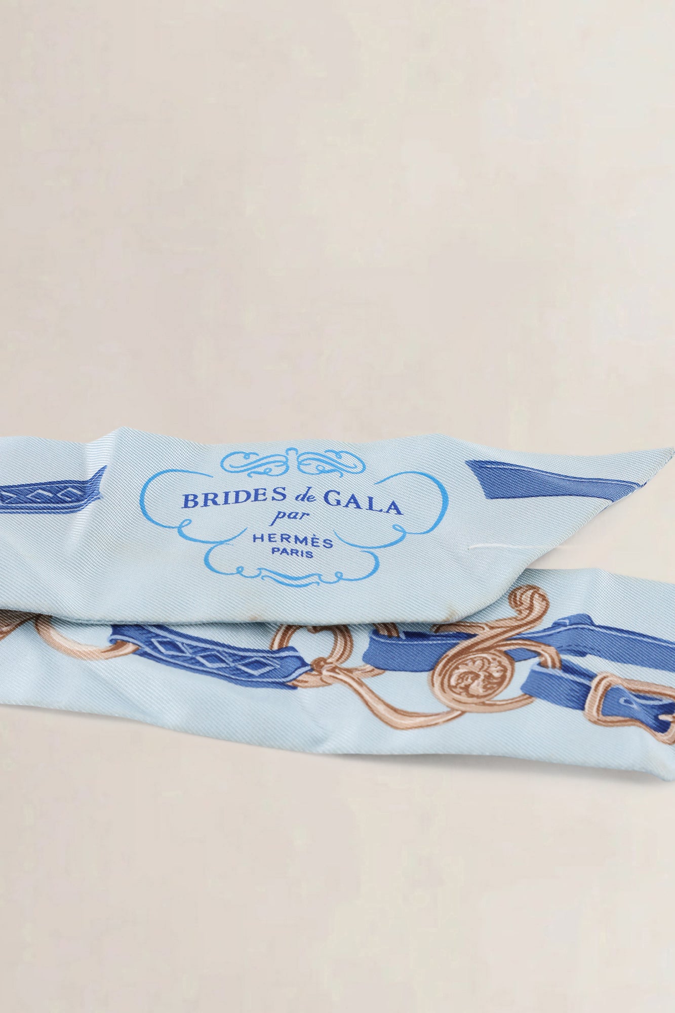 Hermès Blue & Beige Silk Brides de Gala Twilly
