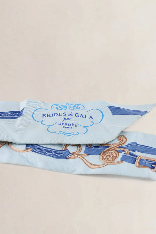 Hermès Blue & Beige Silk Brides de Gala Twilly
