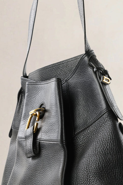Delvaux Black Leather Faust Shoulder Bag