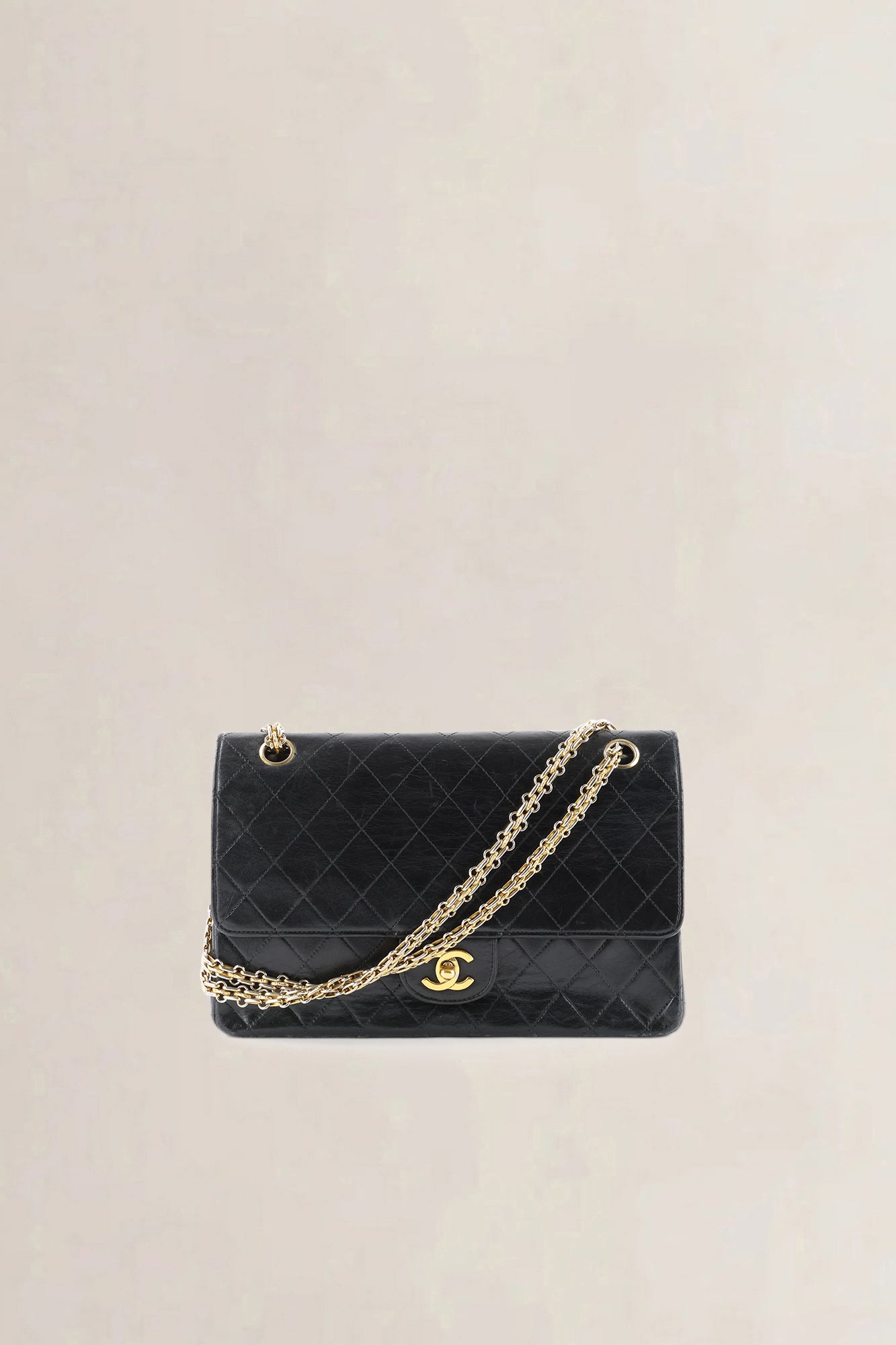 Chanel Vintage Classic Black Lambskin Double Flap Shoulder Bag