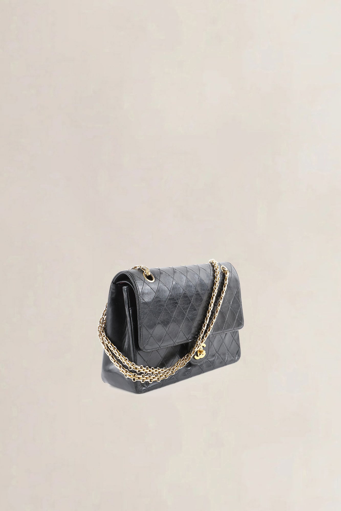 Chanel Vintage Classic Black Lambskin Double Flap Shoulder Bag