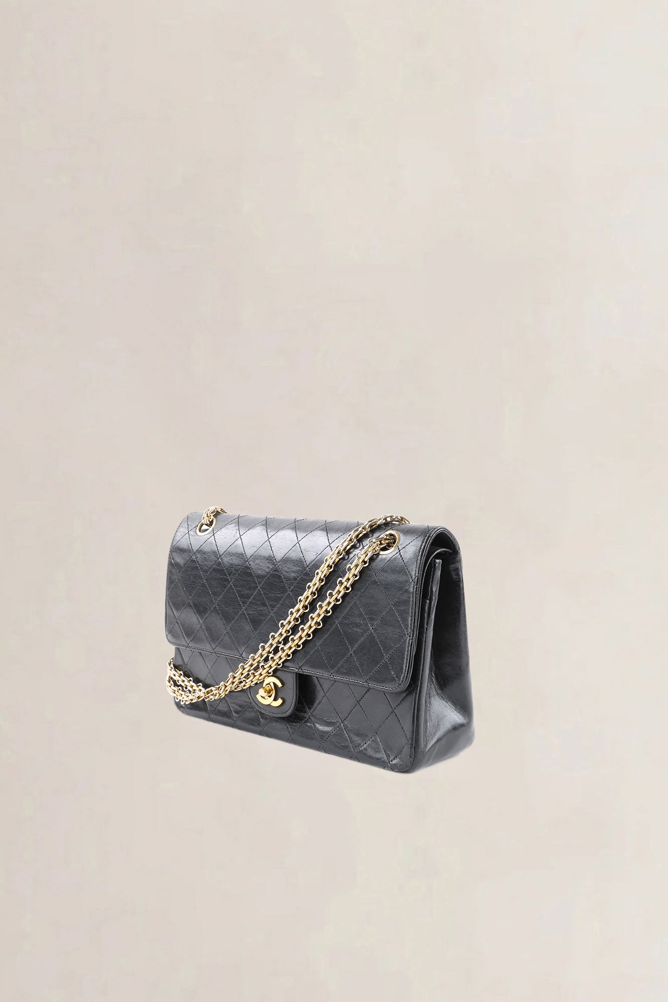 Chanel Vintage Classic Black Lambskin Double Flap Shoulder Bag
