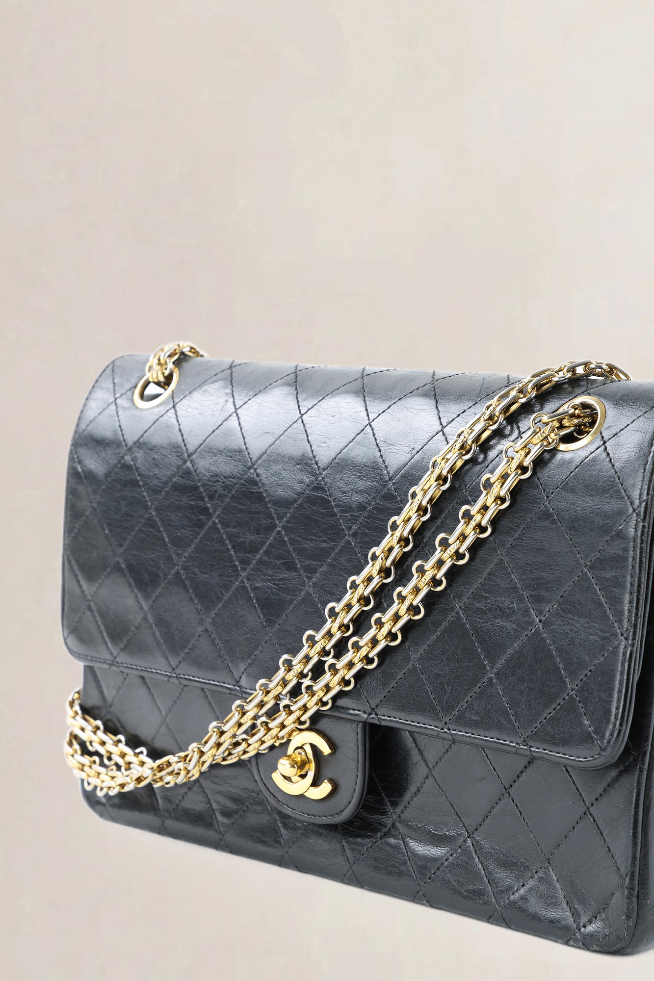 Chanel Vintage Classic Black Lambskin Double Flap Shoulder Bag