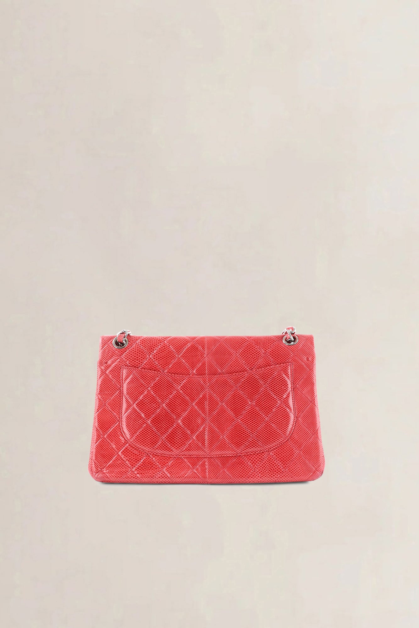 Chanel Pink Quilted Lizard Embossed Leather Jumbo Classic Double Flap Bag