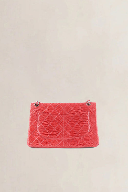 Chanel Pink Quilted Lizard Embossed Leather Jumbo Classic Double Flap Bag