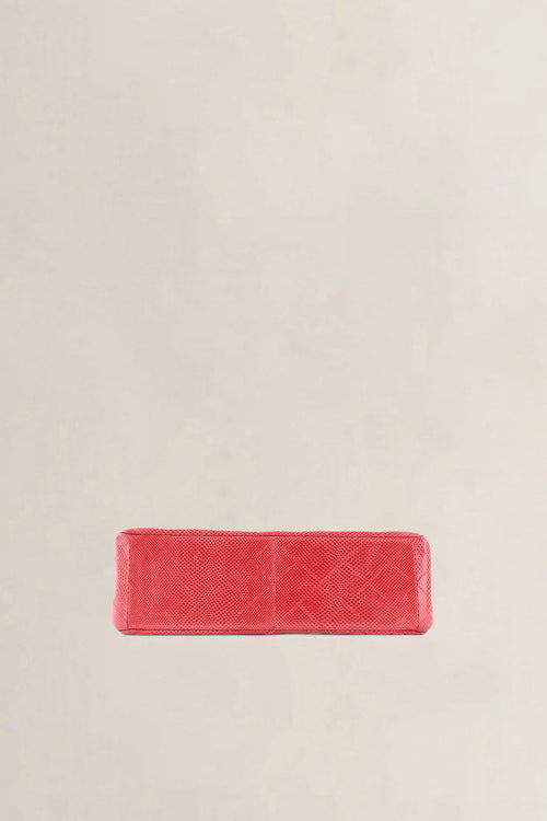 Chanel Pink Quilted Lizard Embossed Leather Jumbo Classic Double Flap Bag