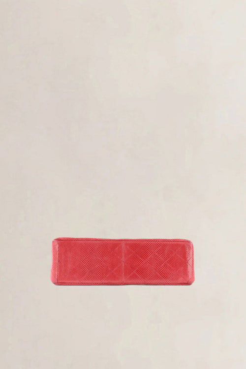 Chanel Pink Quilted Lizard Embossed Leather Jumbo Classic Double Flap Bag