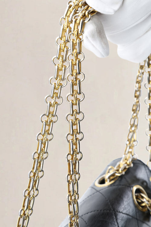 Chanel Vintage Classic Black Lambskin Double Flap Shoulder Bag
