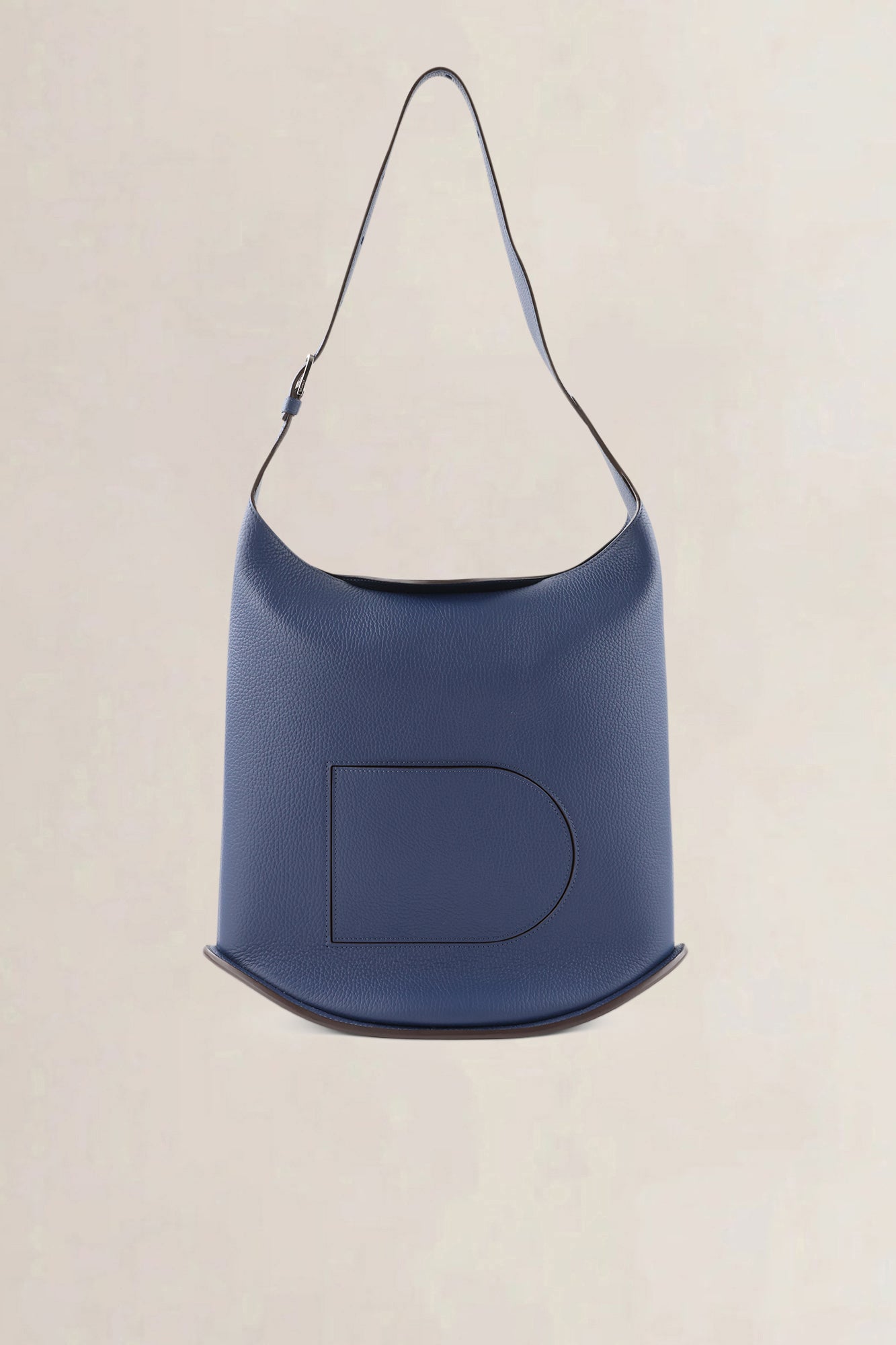 Delvaux Blue Taurillon Soft Leather Le Pin Hobo MM Crossbody Bag