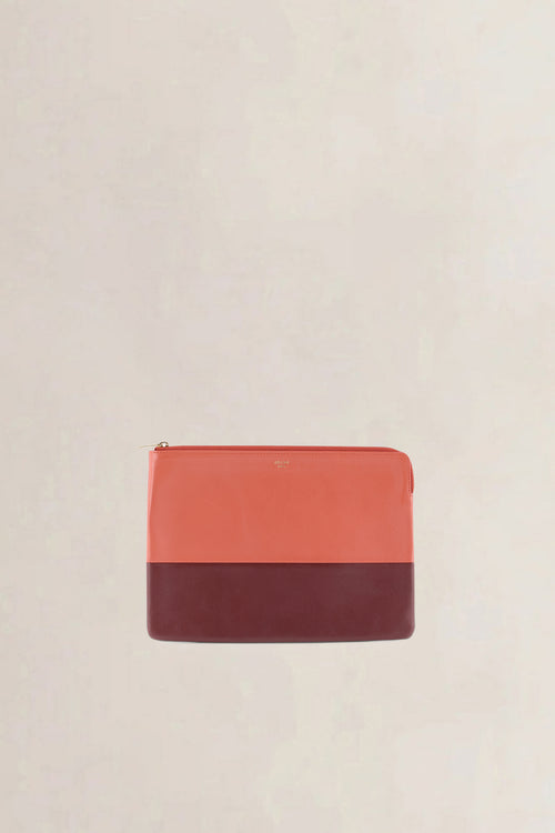 Celine Burgundy & Pink Bicolor Leather Pouch