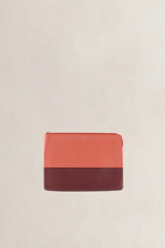 Celine Burgundy & Pink Bicolor Leather Pouch