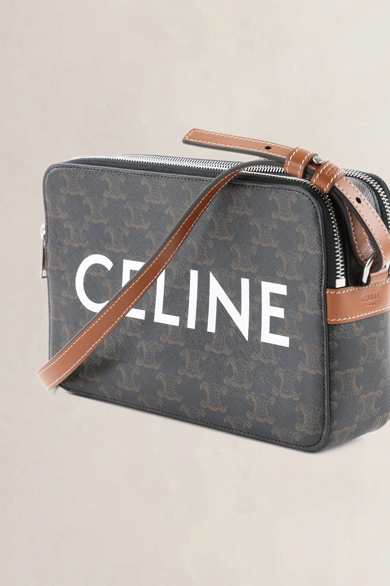 Celine Brown Triomphe Canvas Medium Messenger Bag