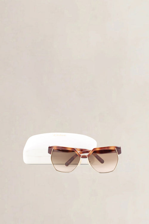 Chloé Brown Dafne Geometric Sunglasses