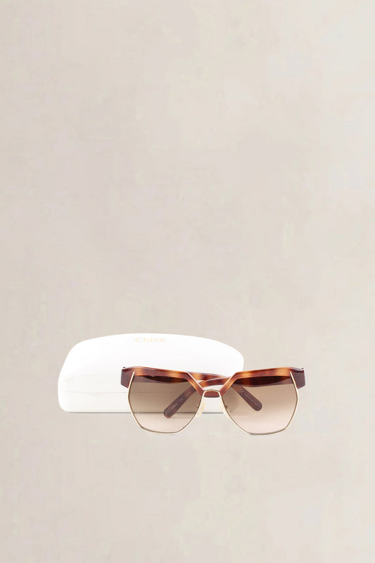Chloé Brown Dafne Geometric Sunglasses