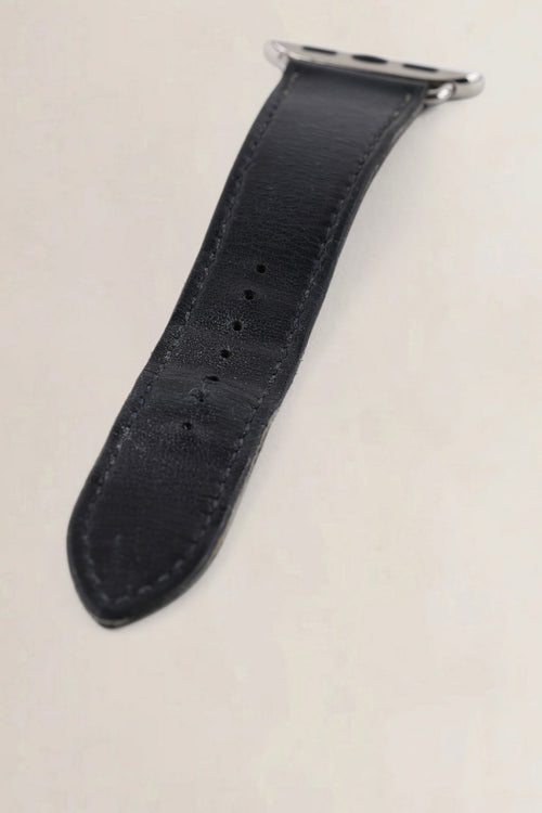 Hermès Dark Blue Leather Apple Watch Single Tour Strap