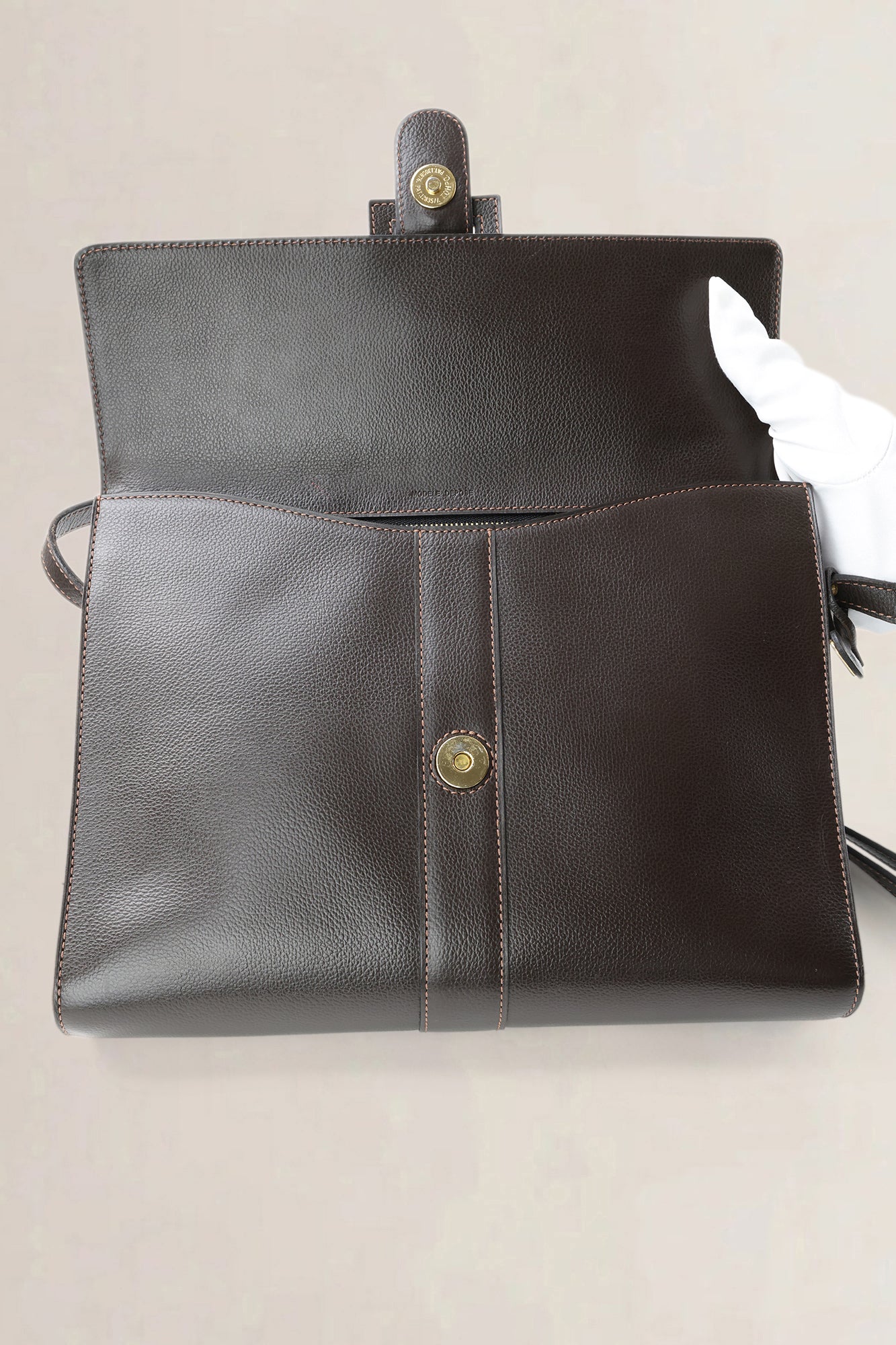 Delvaux Dark Brown Jumping Calf Leather Vintage Crossbody Bag