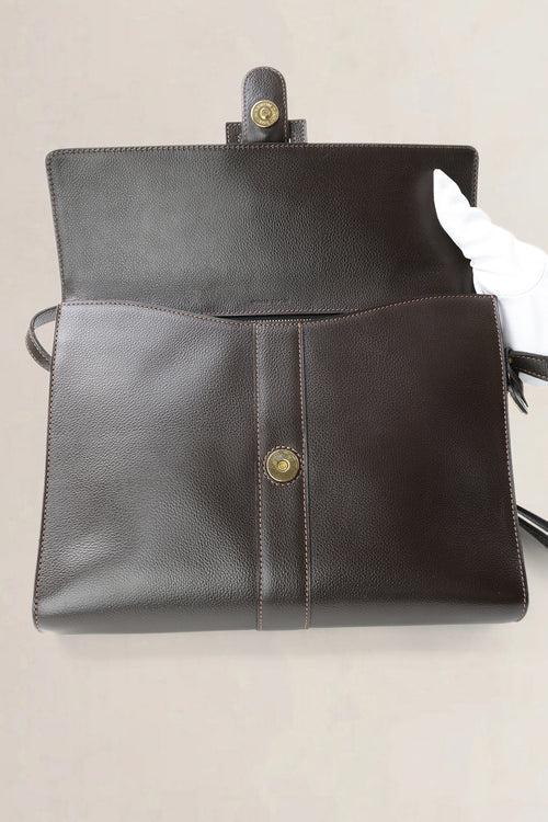 Delvaux Dark Brown Jumping Calf Leather Vintage Crossbody Bag