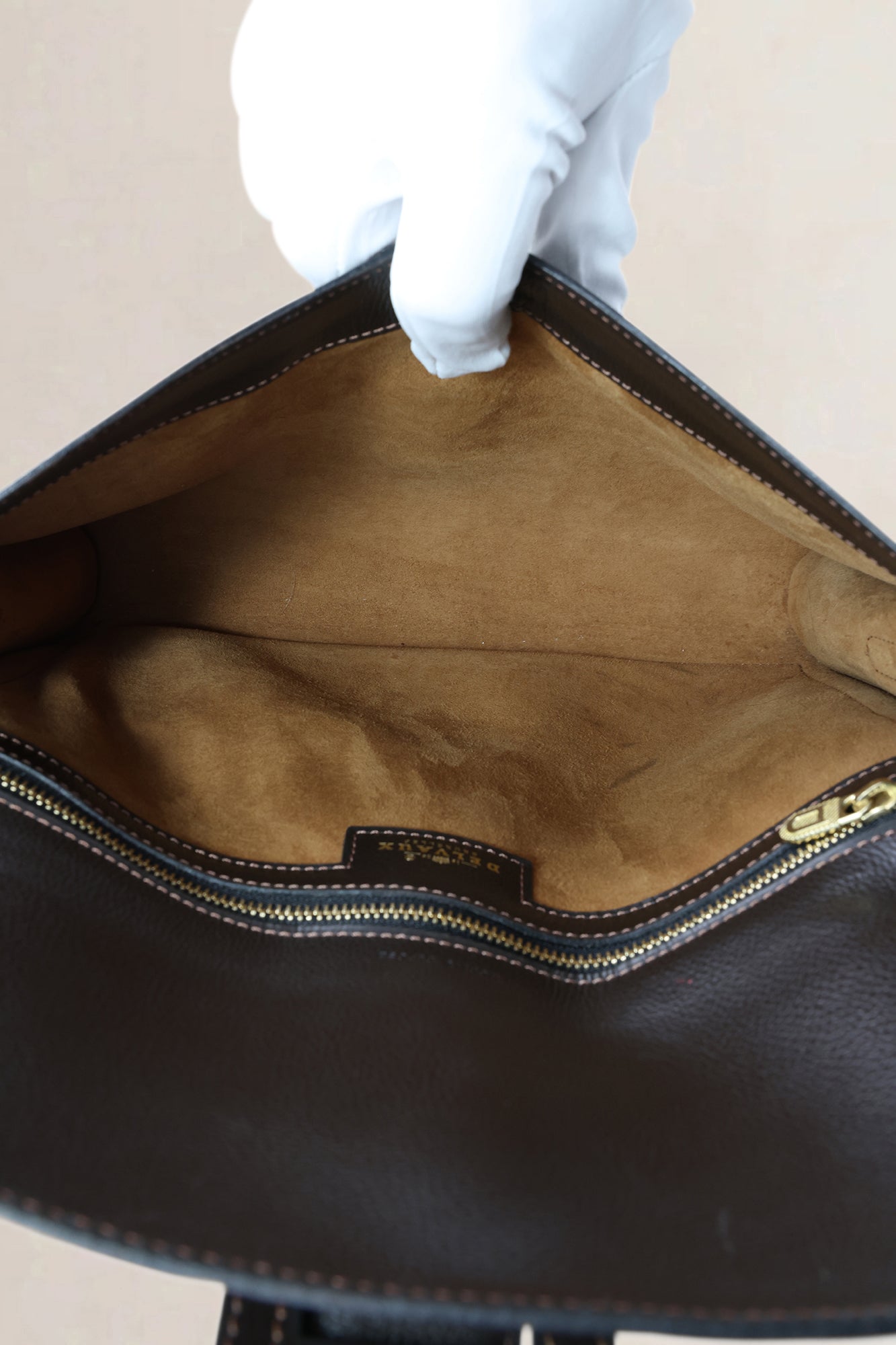 Delvaux Dark Brown Jumping Calf Leather Vintage Crossbody Bag