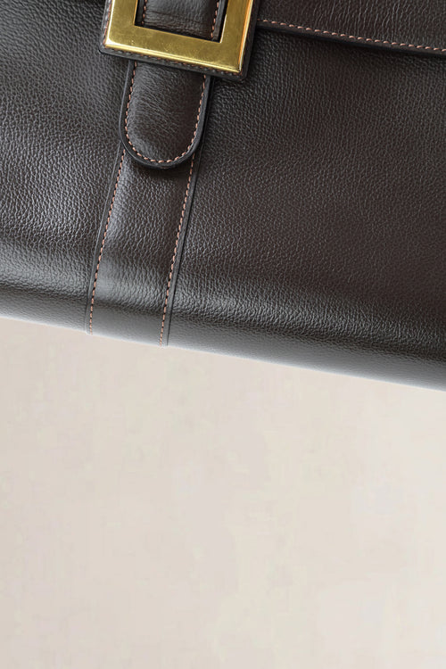Delvaux Dark Brown Jumping Calf Leather Vintage Crossbody Bag