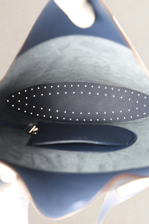 Delvaux Blue Taurillon Soft Leather Le Pin Hobo MM Crossbody Bag