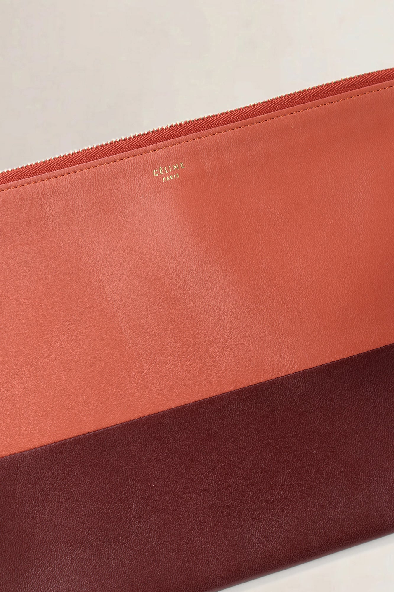 Celine Burgundy & Pink Bicolor Leather Pouch