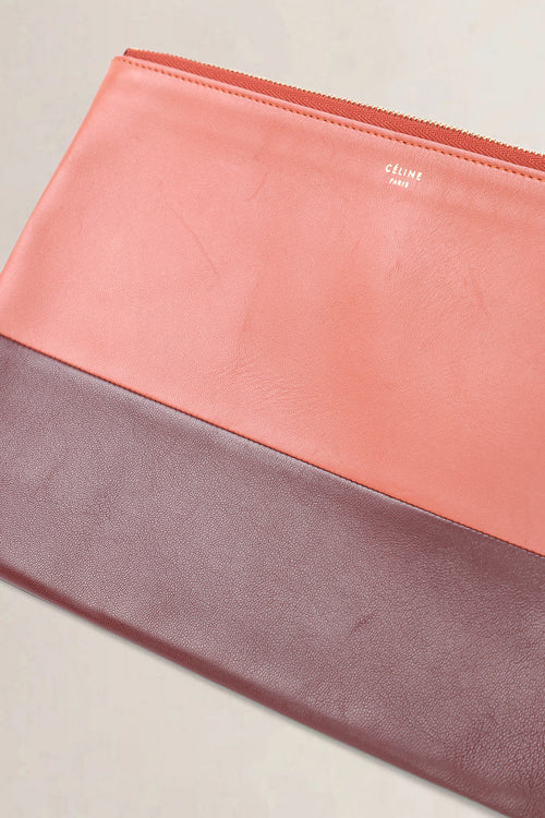 Celine Burgundy & Pink Bicolor Leather Pouch